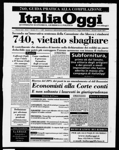 Italia oggi : quotidiano di economia finanza e politica